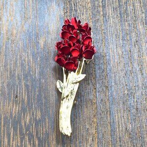 DM David Monn Brooch Bouquet of Roses Vintage 1997